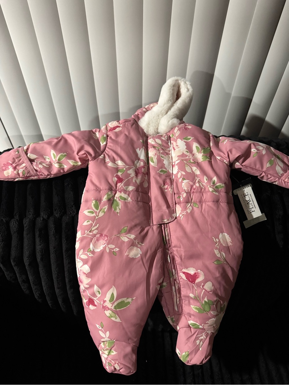 The Children's Place Pink Floral Infant One-Piece Footie Snowsuit